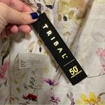 TRIBAL Women’s long sleeve Print Top With Double Frill Size Medium White Photo 6