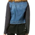 Miss Me Cropped Denim and Sweater Jacket with Removable Faux Fur Collar Size S Photo 3