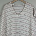 Eileen Fisher Organic Linen Tunic Top XL Striped Poncho Kaftan Beach Coastalcore Photo 3