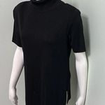 Misook  Wrinkle Resistant Black Short Sleeve Turtleneck Sweater, Medium Photo 0