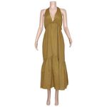 MARYSIA Backless Seashell Embellished Seersucker Halterneck Dress,Caramel, Large Brown Photo 4