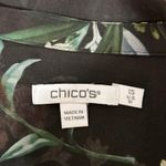 Chico's  Black Floral Sheer Ruffle Puffy Whimsigoth Fairy Boho Shirt Women Size 10 Photo 2