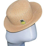 Women Tan Sun Hat Shimmer Pineapple Fedora One Size Wide Brim Beach Resort EUC Photo 0