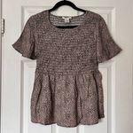 Urban Romantics Mini Leopard Print Smocked Top - Size L Photo 0