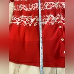Lands' End Red & White Floral Stripe Supima Cotton Cardigan - 2XL Photo 5