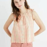 Madewell  Petal Pink Gingham / Plaid Shift Cotton Tank Top with Tie Details Photo 0