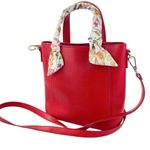 Estee Lauder Women's Red Floral Faux Pebbled Leather Handbag Crossbody Purse Bag Photo 0