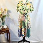 Yak & Yeti Patchwork Floral Button Front Midi Dress Size Medium🧡 Green Photo 1