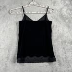 Old Navy Velvet Cami Top Black Lace Trim Ribbon Y2K Lingerie Tank Top Vintage Photo 2