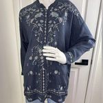 Johnny Was  Navy Blue Tunic/Top Boho Blouse, Sz S, Embroidered, Cupra Rayon. Photo 0