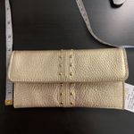 NWT Michael Kors Astor Flat Continental Gunmetal Leather Wallet Gold Photo 4