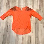 Daytrip Y2K Orange High Low Sequin Embellished Tee Photo 5