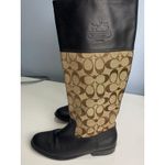 Coach Chrissi Riding Boots 7.5B Black Leather Brown Signature Logo Tall Boots Photo 0