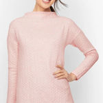 Talbots T by Size Medium Pink Lurex Quilted Jacquard Mock Neck Pullover Sweater Photo 0