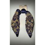 Headband Embellished Beaded Floral Knot Navy Blue & Gold Photo 7