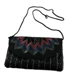 Vintage ADG Beaded Chevron Clutch – 80s/90s Rainbow Glam Black Photo 1