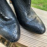 Ann Taylor  Black Leather Stiletto Booties Faux Snakeskin Photo 25