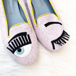 ($55) Chiara Ferragni Pink Flirting Eye Wink Glitter Flat Size undefined Photo 4
