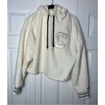 Champion  Cream Faux Fur Varsity C Cropped Soft Pullover Hoodie Size Large Photo 11