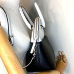 Kate Spade White Black Leather Dome Shaped Top Handle Crossbody Satchel Photo 3