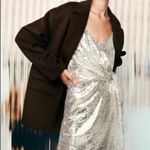 ZARA  Silver Sequin Faux Wrap Dress medium Photo 2