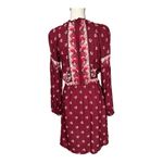 Lucky Brand Border Print Maroon Red Peasant Floral Pattern Dress Size S Photo 3