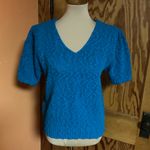 Vtg 80s Blue feminine v neck sweater Size M Photo 5