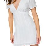 Le lis Swiss Dot Bodice V-Neck Mini Sheath Dress White Size Large NWT Photo 2