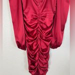 Revolve More To Come Blaire Satin Ruched Mini Dress in Wine size Small $120 Red Photo 12