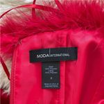 Y2K Red Satin Marabou trim Feathered Dress Photo 4