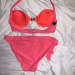 Smart & Sexy  coral pink 2 piece halter bikini set women's size 34B & Large Photo 1