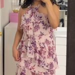 EXPRESS Purple Floral Ruffle Dress Photo 0
