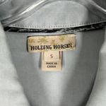 Anthropologie Holding Horses Shirt Womens Small Blue Chambray Pearl Snap Western Photo 4