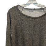 Terez Tie Front Long Sleeve Sweatshirt Shirt Black and Gold Women’s Size Small Photo 2