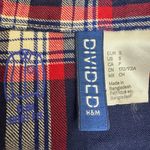 H&M Divided Navy Red White Plaid Snap Front Western Style Slim Fit Flannel Shirt Photo 4