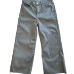 Zenana Outfitters DOP-1617A High Rise Flare Cropped Army Green Chino Pants Raw Hem Work Photo 0