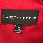 Randy Kemper Black Red A Line Dress Square Neck Long Sleeves Zip in Back SZ 10 Photo 7