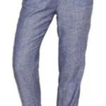 Saks 5th Avenue Saks Fifth Avenue Women's Size Blue Linen Pants Pull On Drawstring Fringe Photo 0