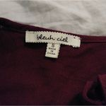 Bleuh Ciel  Maroon Employed Keyhole Tie Neck Top Photo 4
