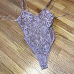 Mi Ami Lace Button Front Teddy Bodysuit Lilac Purple Adjustable Straps Layering Size M Photo 0