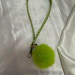 Handmade  Green and White Polka Dot Wristlet Keychain with Green Pompom Photo 3
