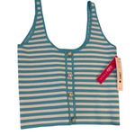 AQUA Barbie the Movie x Heart Button Teal Stripped Crop Top Womens Size Small Photo 2