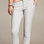 Banana Republic  Hampton Pant Women 4P Gray White Geometric Print Crop Dress Pant Photo 0