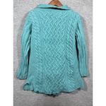 Aran Crafts Womens Sweater M Teal Cable Knit 100% Merino Wool Cardigan‎ Blue Size M Photo 4