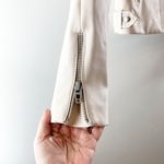 BLANK NYC  Faux Leather Long Sleeve Crop Asymmetric Full Zip Moto Jacket Cream M Photo 8
