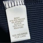 Cato  Size L/XL navy blue ribbed knit top with sheer daisy-print sleeves Photo 7