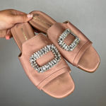 MeAousa Womens Rhinestone Embellished Slip On Sandals Slides Size 39 Pink Photo 0