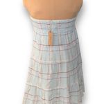 True Craft Dress Pastel Blue Plaid Printed Strapless Seersucker Lace Detail Mini Photo 7