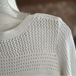 Tahari  Sweater Crewneck Open Knit White Long Sleeve XS Preppy Classic Casual Photo 3