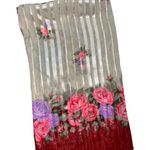 Vintage Elegant Red Floral Scarf. Photo 2